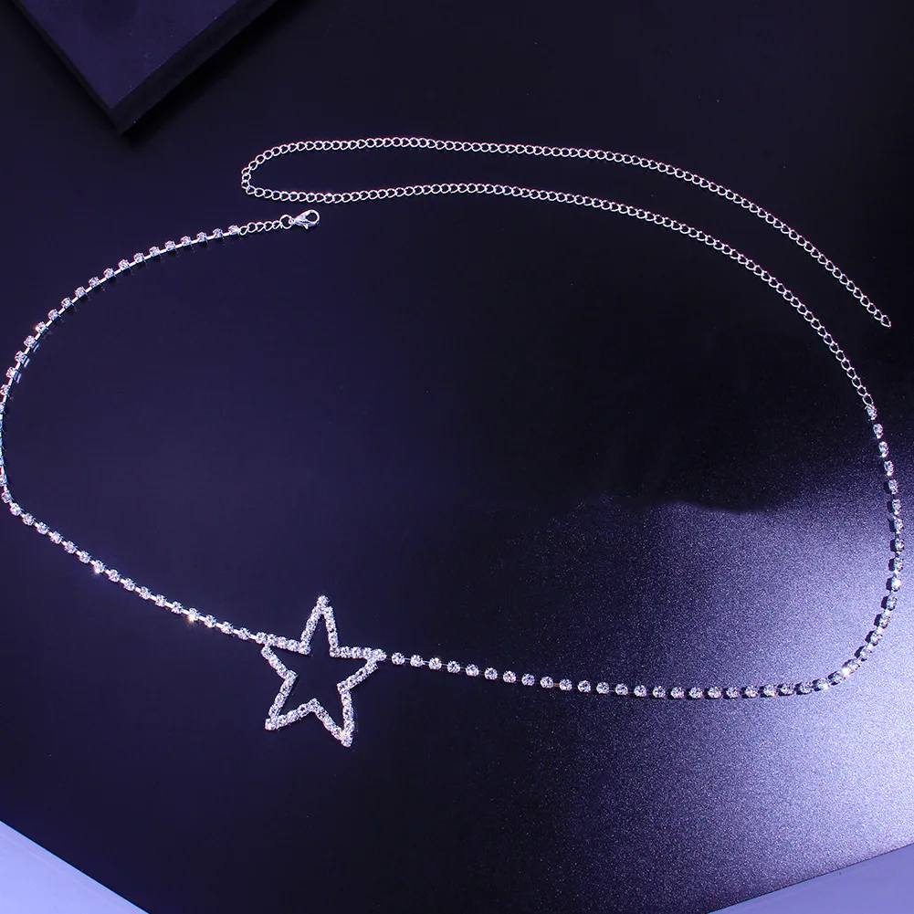 الفاخرة حجر الراين القلب ستار الخصر حزام على شكل سلسلة مثير الجسم سلسلة مجوهرات للنساء سحر بيكيني بلينغ كريستال البطن سلسلة S1091 #3