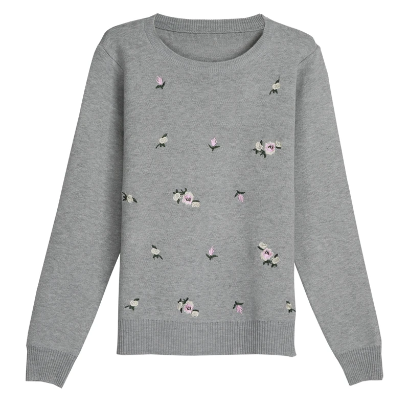 S-3XL New Youth Women Sweater Autumn Winter 2024 Fashion Elegant Peach Embroidery Slim Girl Knitted Pullover Tops Female