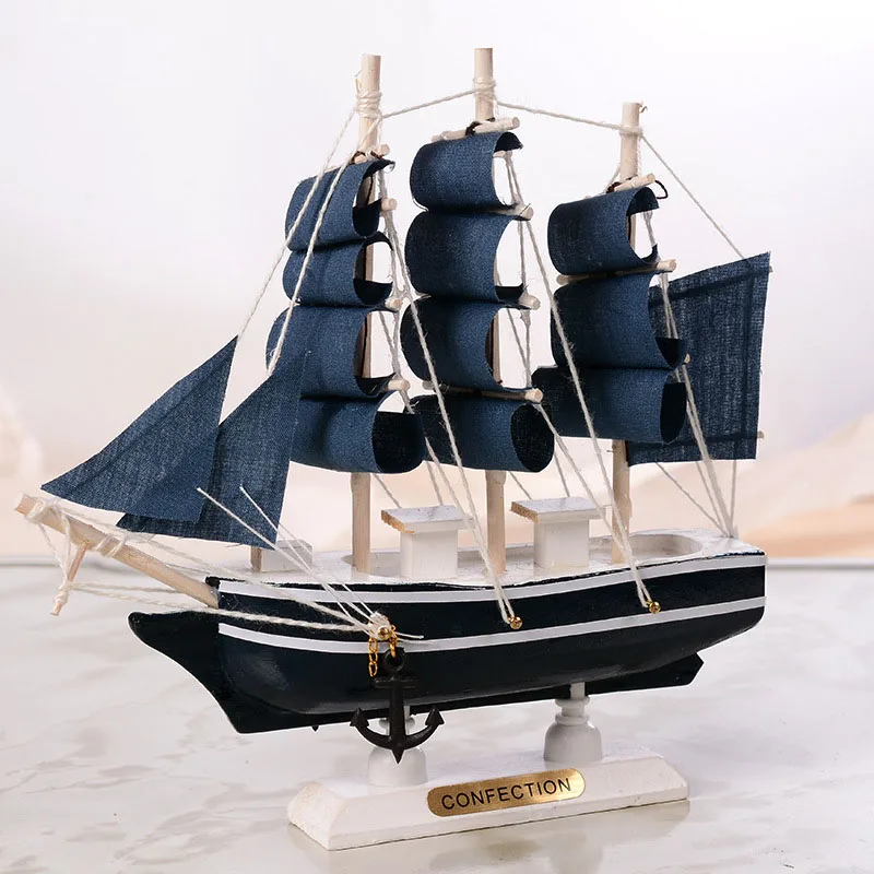 Wooden Sailing Ship Mediterranean Style Home Decoration Handmade Carved Nautical Boat Model Gift