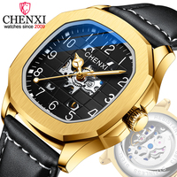 CHENXI Watch Men Automatic Mechanical Tourbillon Clock Fashion Business Watches Men Leather Waterproof Luminous Wrist Watch