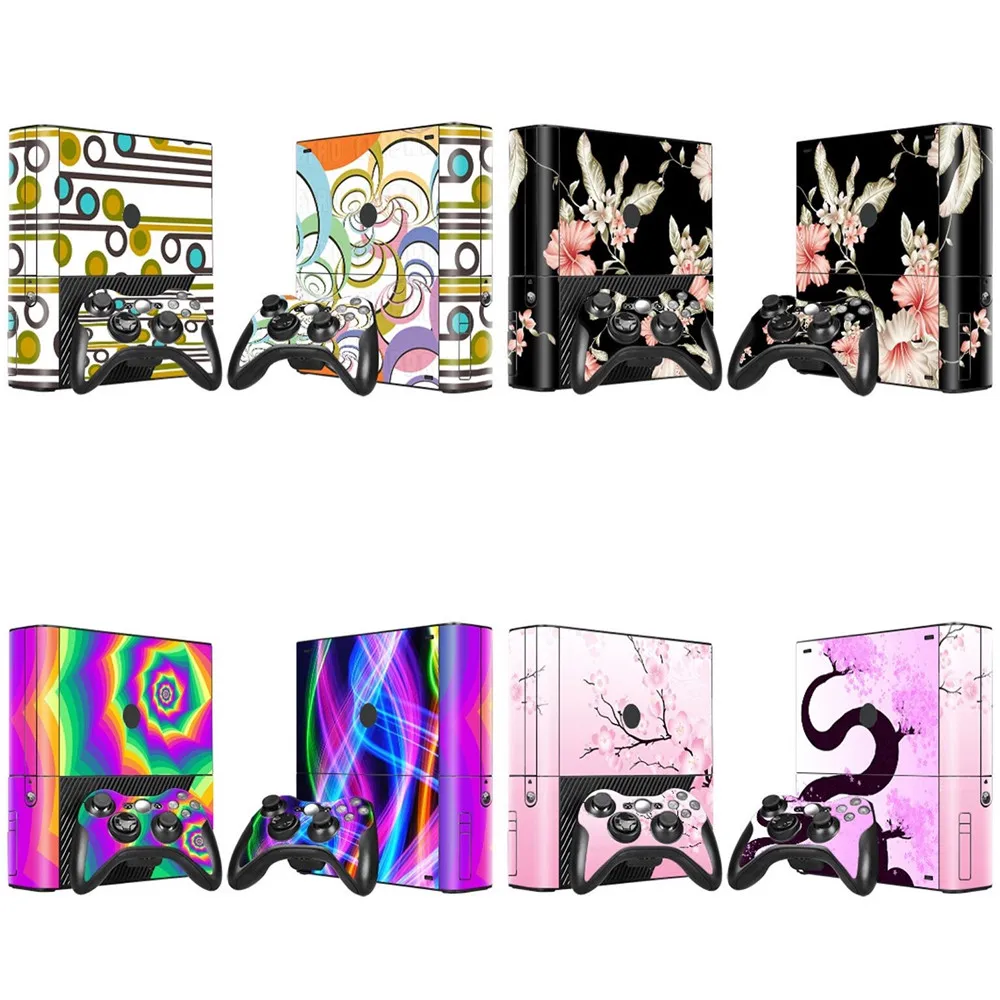 ملصقات من الفينيل على شكل أوراق خضراء لوحدة التحكم XBOX 360 E و2 قطعة من ملصقات جلود التحكم