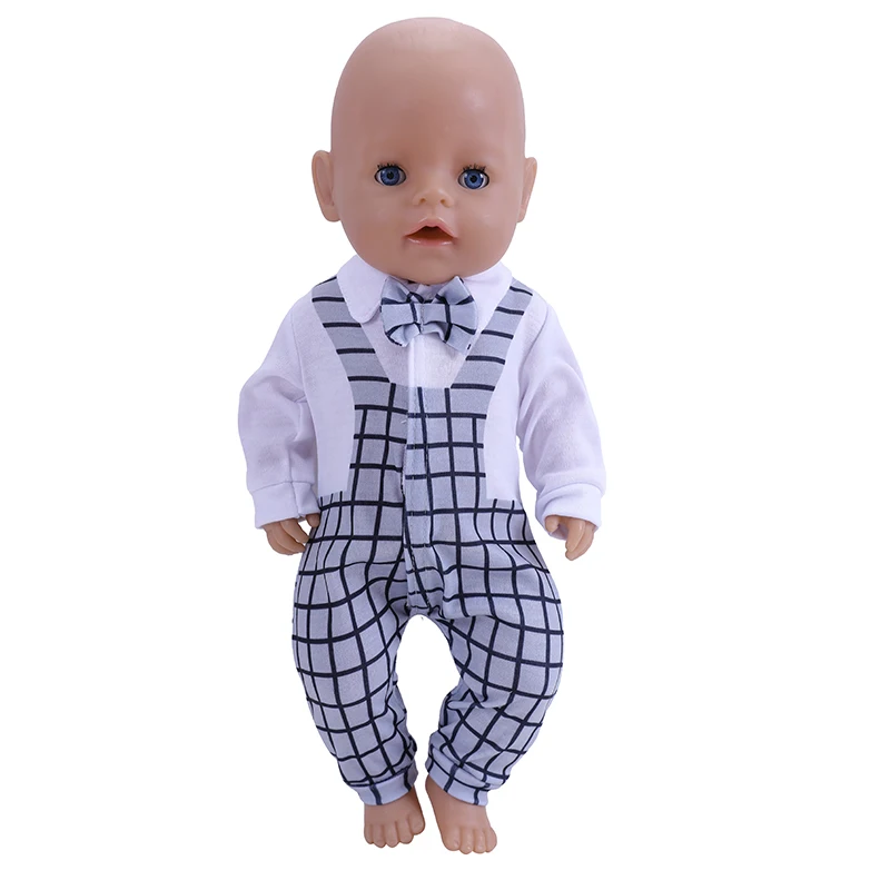 43 Cm Doll Clothes Fashion Square Reborn Dolls Gentleman Suit Bow Tie Jumpsuits for Baby Children Girl Birthday Gifts