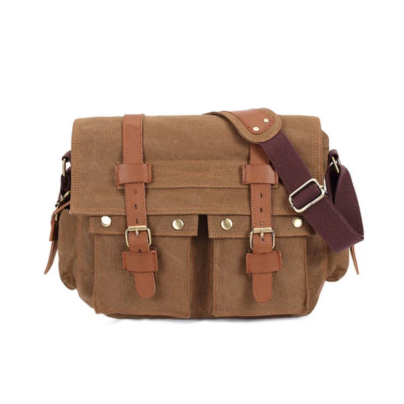 Imagem -02 - Vintage Canvas Bolsa de Ombro Militar para Homens Viagem Satchel Business Messenger Bolsa Laptop Pacotes Malas Laptop 14