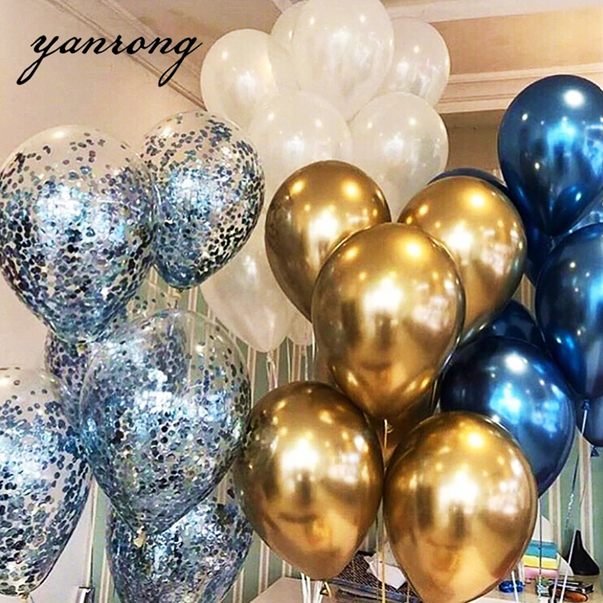 20PCS Gold Silver Confetti Metal Latex Christmas baby shower Balloons Wedding 2022 Newyear's Globos Birthday Party Decorations