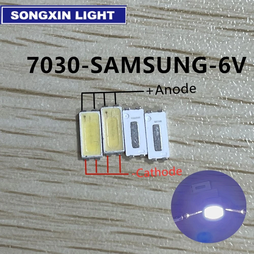 100piece/lot FOR repair Samsung   LCD TV LED backlight Article lamp SMD LEDs 7030 6V Cold white light emitting diode