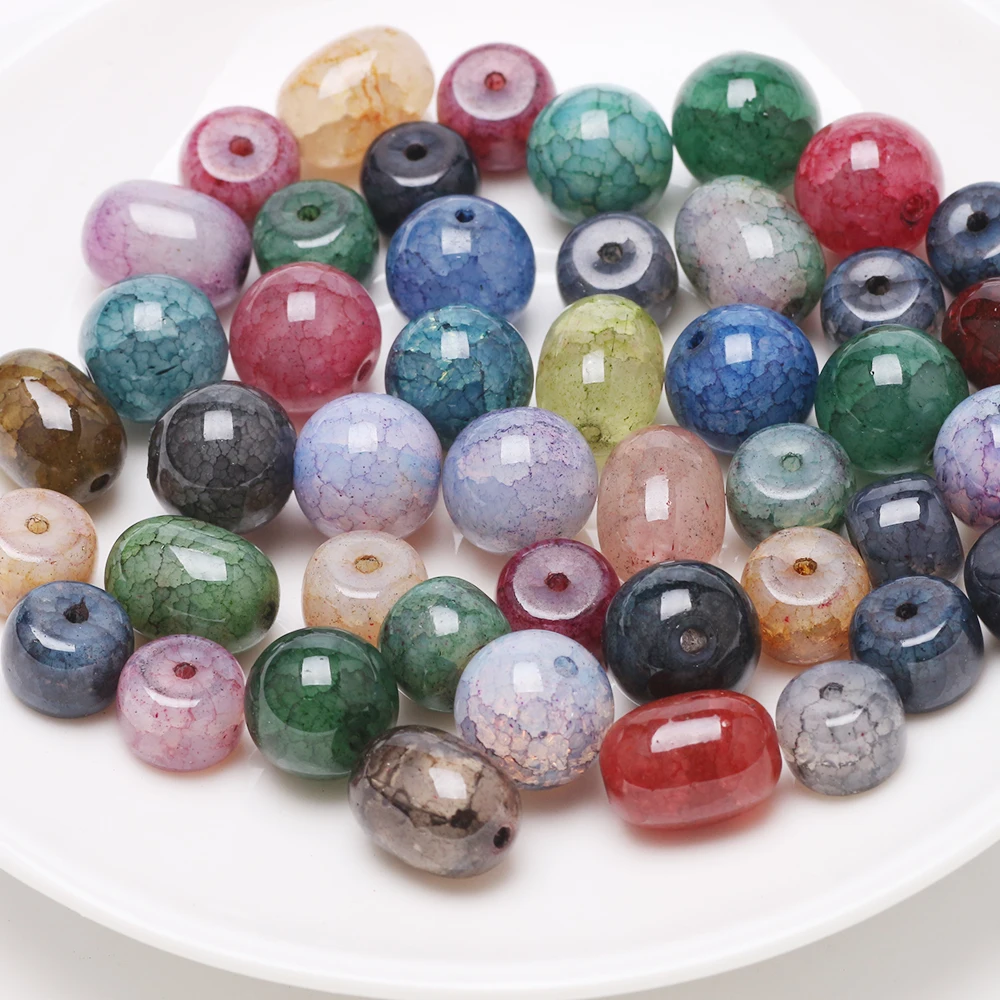 Mixed Color Natural Jade Crack Stone Jewelry Beads 8/10/12mm Glass Round Crystals Beads For DIY Making Charms Earing Bacelets