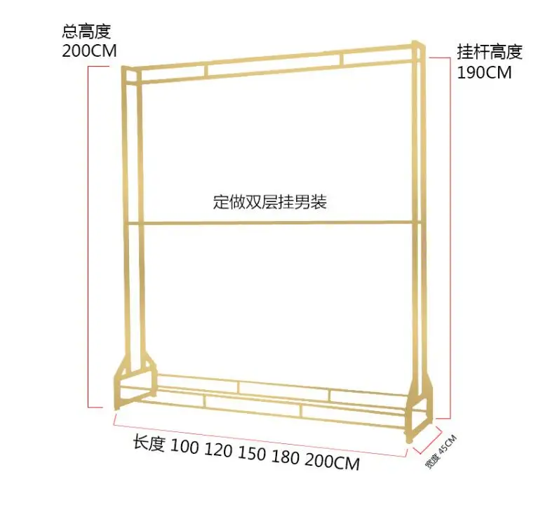 

Wedding dress shop wedding dress rack floor type display iron clothes hanger gold hanging wedding dress shelf display rack