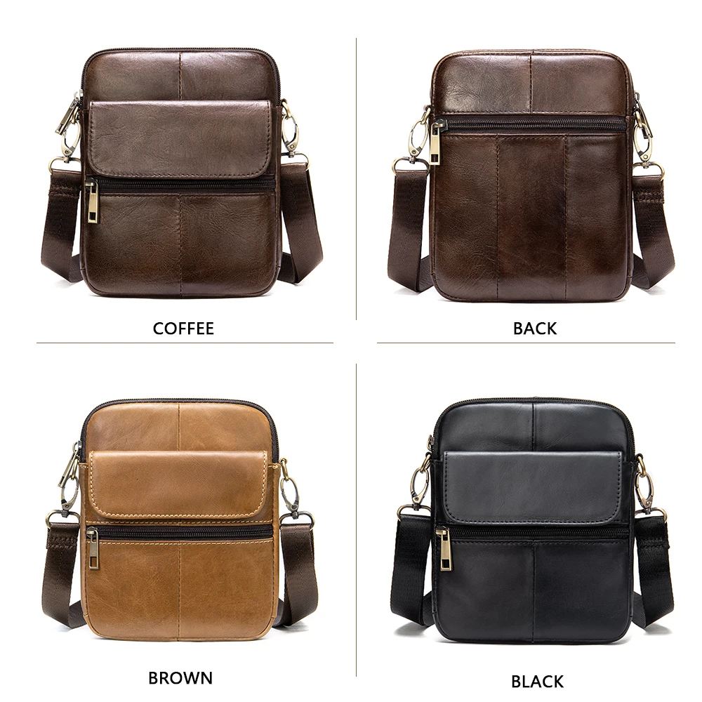 WESTAL Men\'s Leather Shoulder Bag Small Men\'s Genuine Leather Bag Man Mini Designer Bags Messenger Crossbody Bags Handbags 7350