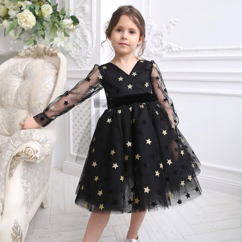 Yipeisha Infant Dress Baby Black Party Princess Dresses Christmas Newborn Prom Gown For Baby Girl 1-14 Year Birthday Gift