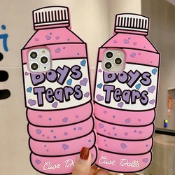 For iPhone 16 Pro Max 15 14 13 12 11 3D Cute Cartoon Boy Tears Soft Silicone Case Phone Back Cover Shockproof Shell