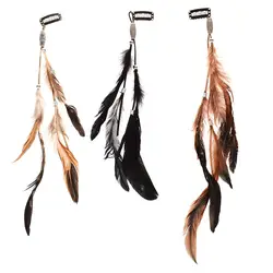 Women Feather Bb Clip Headband Scrunchies Headdress Tribal Hair Rope Headpieces 2021 New Fashion Headwear Retro Hair Accessories