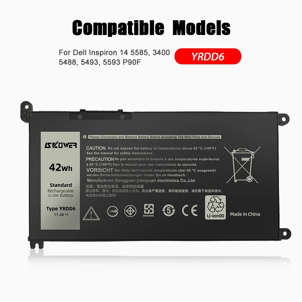 SKOWER YRDD6 11.4V 42Wh بطارية الكمبيوتر المحمول لديل انسبايرون 14 5480 5482 5481 5485 5491 5591 5593 3583 3582 3493 3593 5584 5493