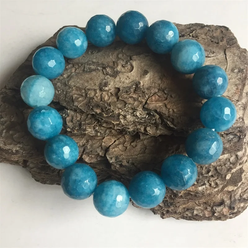 Faceted 12MM Deep Blue Sapphires Bracelet Rubies Beads Fashion Jewelry Natural Stone Energy Women Men 2025 Daily Yoga