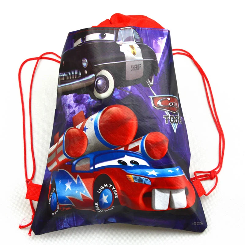 New Cartoon Disney Cars Non-woven Fabric Drawstring Backpack Gift Bag Storage Bag Kids Boys favor school bags Party Supplies