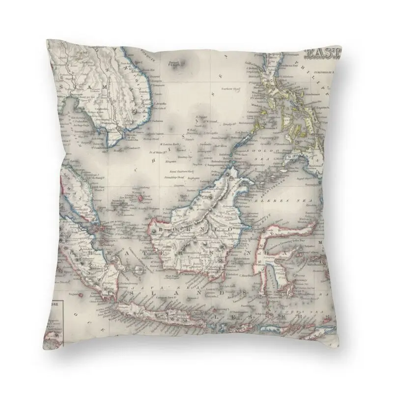 Soft Vintage Map Of Indonesia And The Philippines Throw Pillow Case Home Decor Ancient Historical Cushion Cover for Living Room