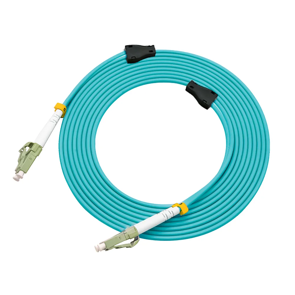 Indoor Armored 30 Meters LC-LC Duplex 10 Gigabit 50/125 Multi-mode Fiber Optical Cable OM3 Aqua 10GB LC to LC Patch Cord Jumper