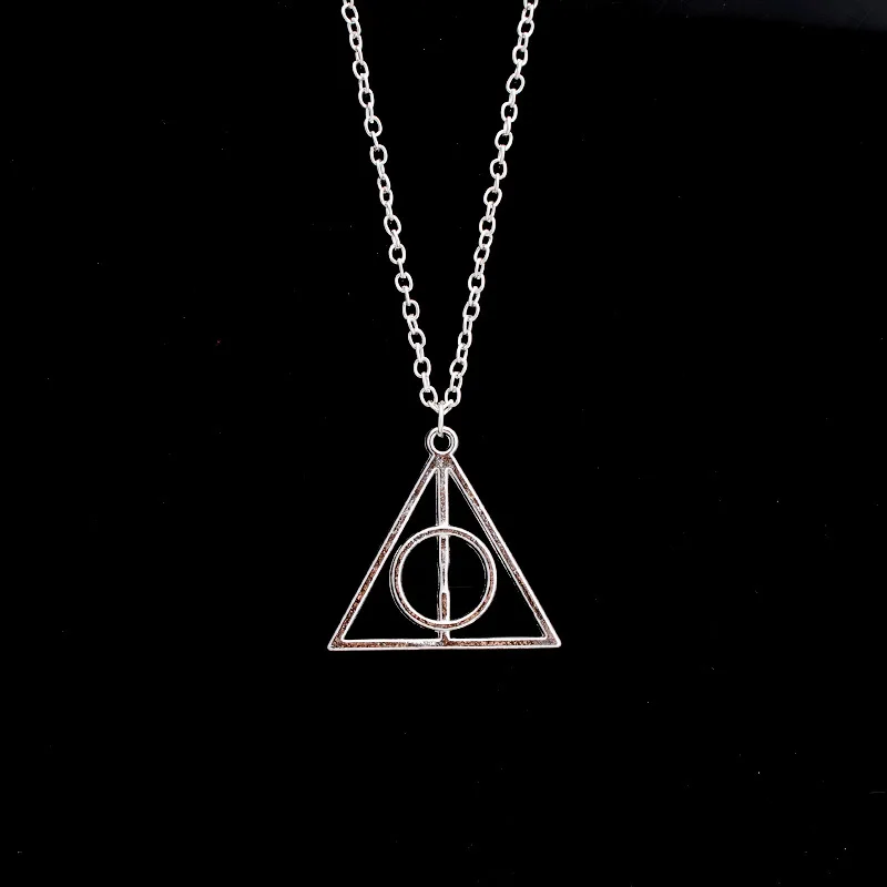 Hot Sale 4cm Harri Deathly Hallows RotatePotter Necklace Pendant Triangle Decoration Animation Action Figure Toys For Girls