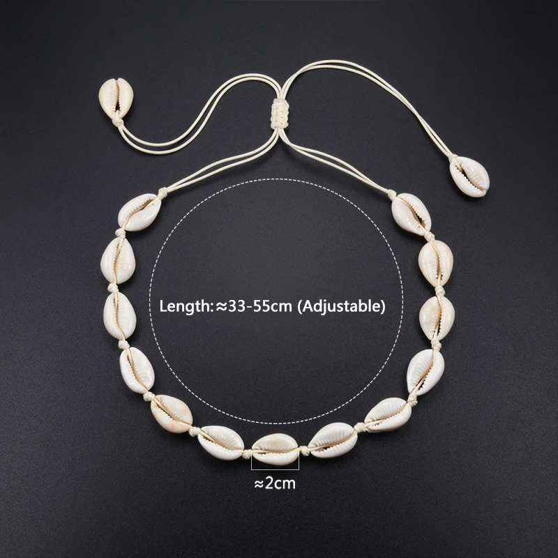 Natural Cowrie Shell Bracelet Necklace Set For Women Handmade Woven Boho Hawaii Beach Shell Adjustable Choker Girl Festival Gift