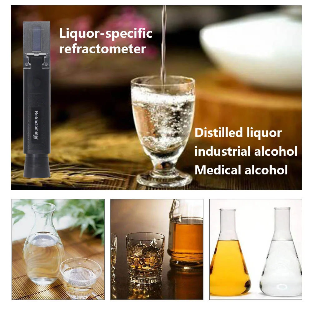 Handheld 0-80% Alcohol Refractometer Drank Concentratie Gedestilleerd Tester Meter Densimeter Alcohol Atc Refrectometer