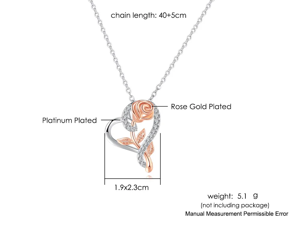 Exquisite romantische Rosen-Anhänger-Halsketten für Damen, eleganter Schmuck für Bankette, Accessoires für Hochzeit und Valentinstag. – Detail 10