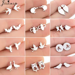 Multiple Mini Stainless Steel Bird Jewelry Earrings 2026 Trend For Women Girls Cute Crane Parrot Bee Hummingbird Studs oorbellen