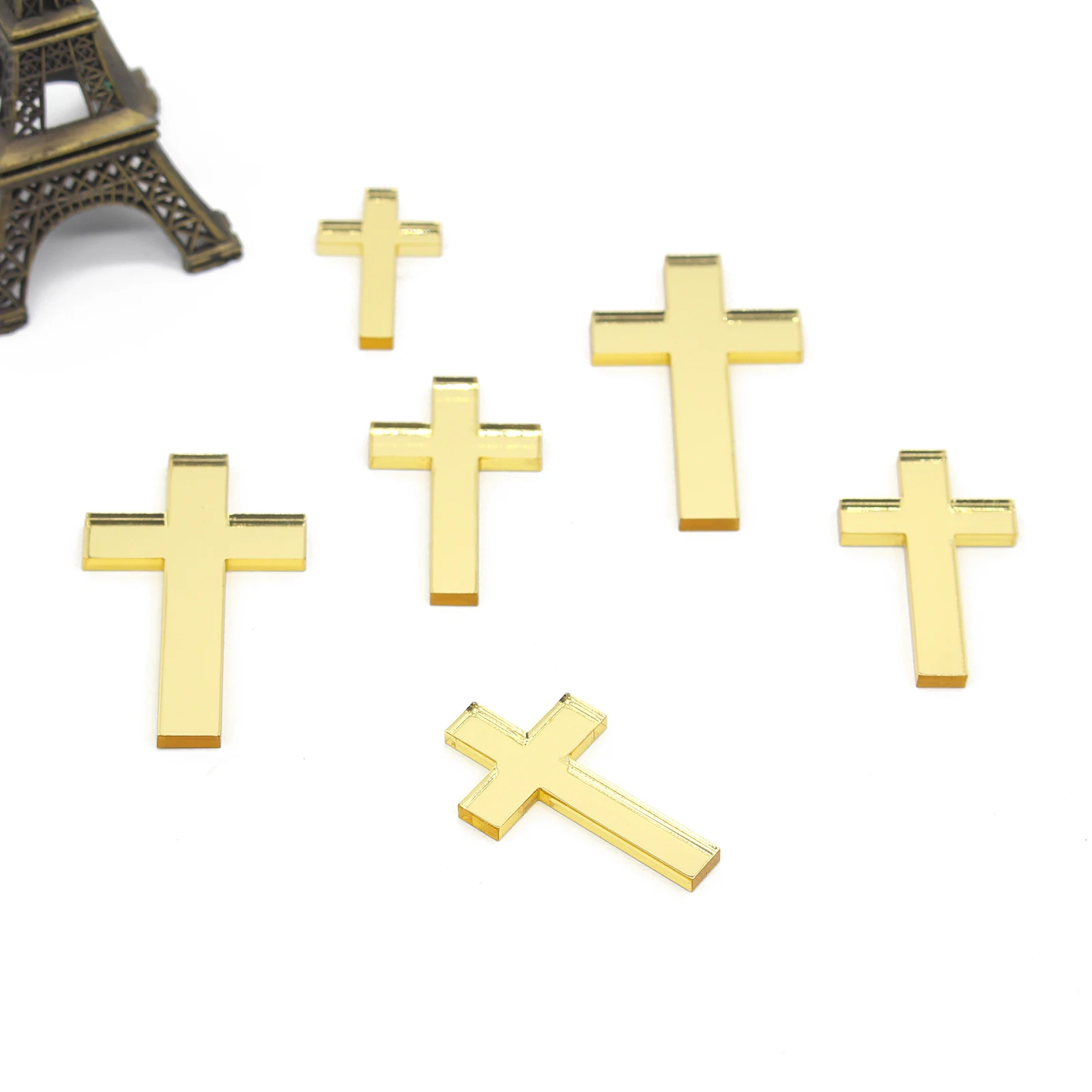 48 Pcs Laser Cut Golden Mirror Crosses Customize Many Style Cross Decor Prayer Christening & Baptism Cross Birth Party Supplies