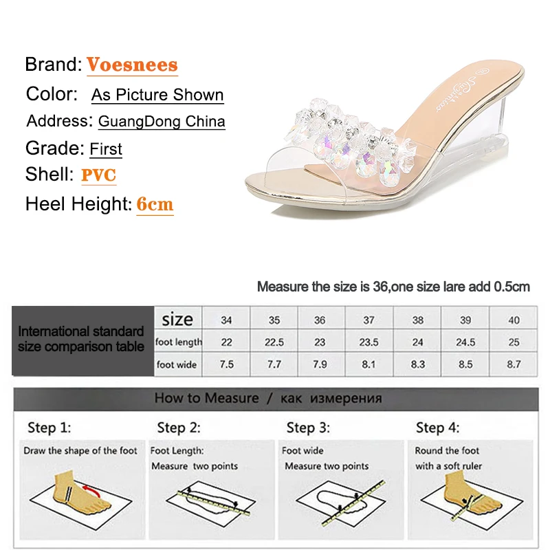 String Bead Slippers Women Fashion Rhinestones Clear Sandals Heels 2021 Summer New Non-slip Wedges Slides Female Model Shoes