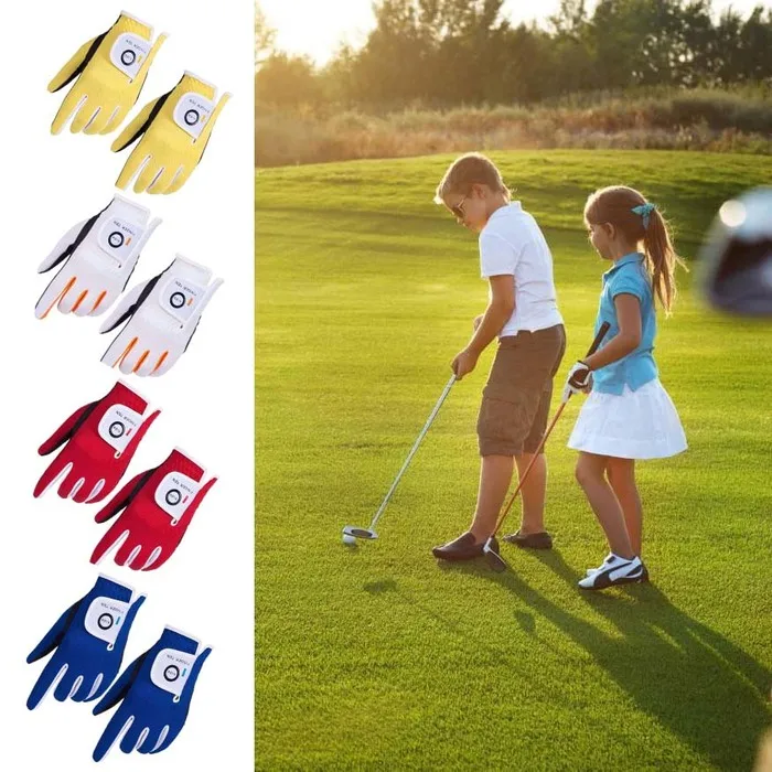 2 Pcs or Pair Breathable Great Grip Golf Gloves for Kids Junior Youth Toddler Boys Girls Dura Feel Left Hand Right Hand