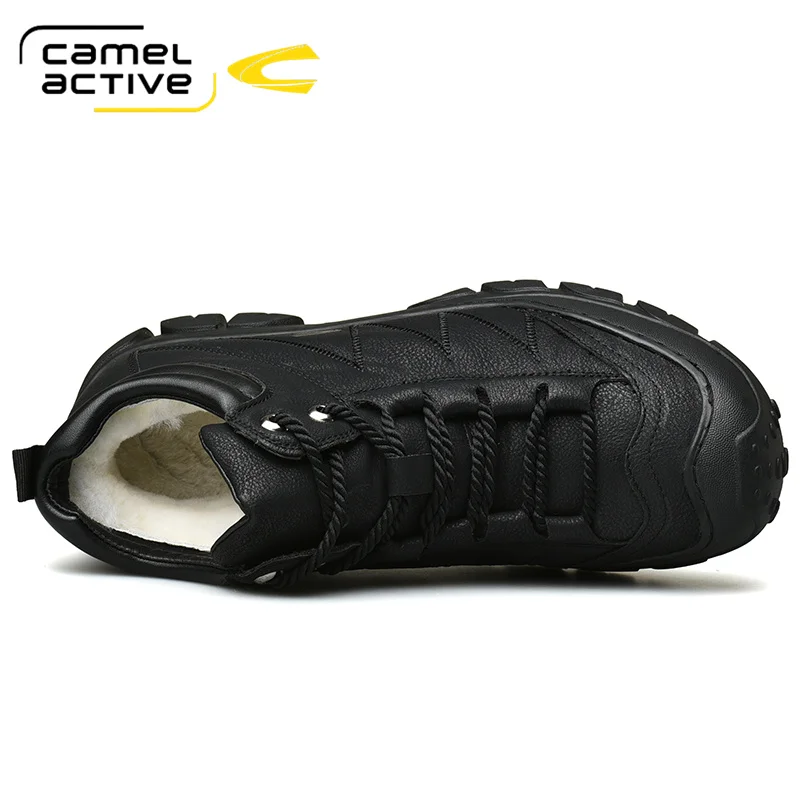 Camel Active Men Boots Winter with Fur Warm Snow Boots Men Winter Work Casual Shoes Sneakers High Top Rubber Ankle Boots