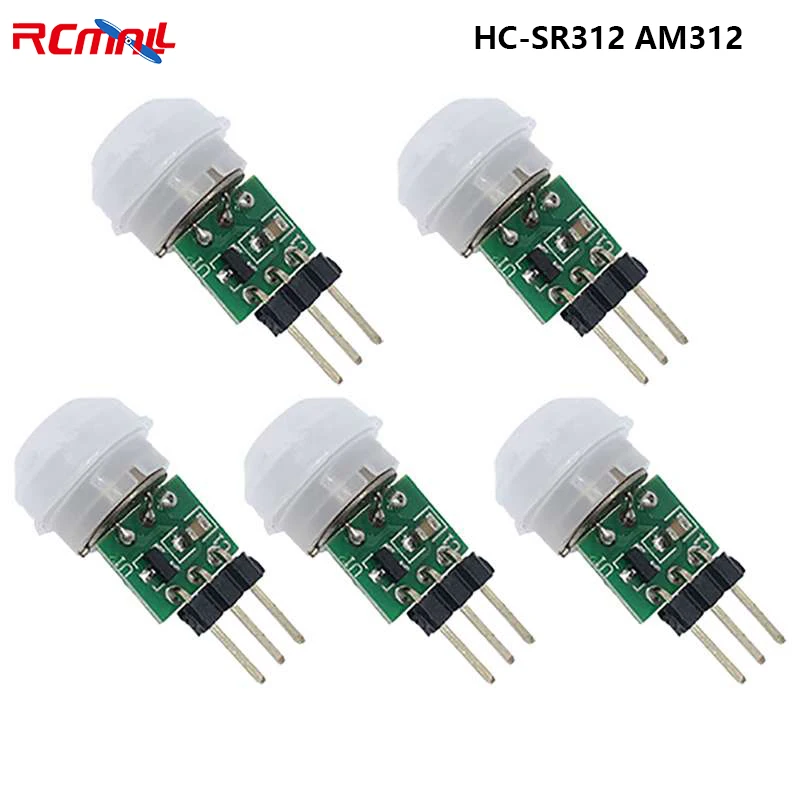 RCmall 5pcs ​AM312 IR Pyroelectric Infrared PIR Motion Sensor Detector Modules Human Sensing Module Repeat ​Trigger for Arduino