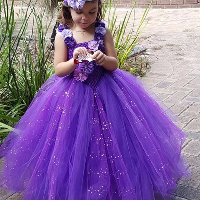 Purple Flower Girls Wedding Dresses Toddler Girl Christmas Outfits Big Girls Clothes Flower Birthday Party Tutu Dresses AliExpress