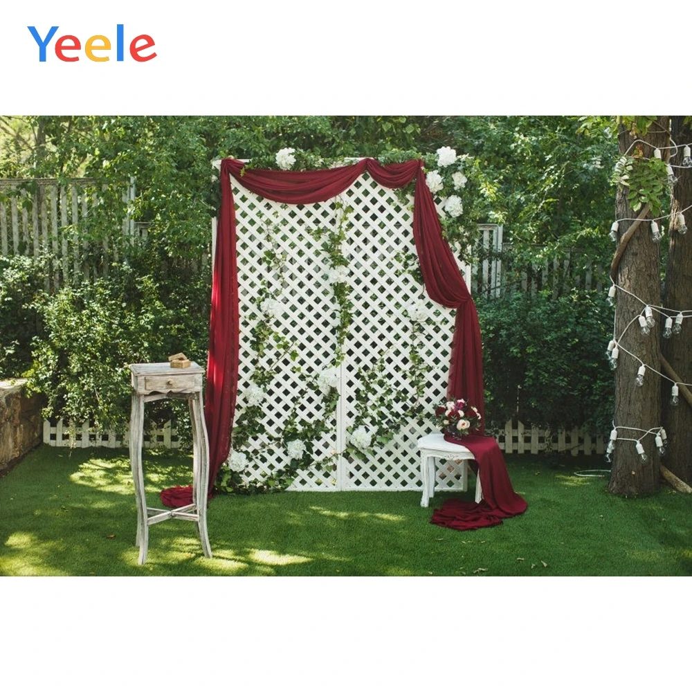 

Wedding Photocall Marriage Garden Park Green Tree Flower Curtain Backdrop Photography Background For Photo Studio Photophone