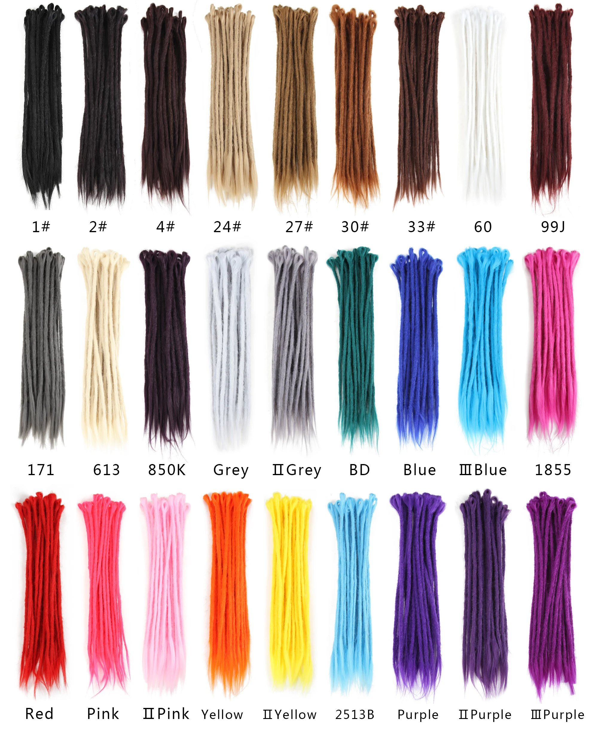 Natifah 20 Inch Synthetic Dreadlocks Men And Women Braids Handmade Crochet Braiding Hair Extensions Pink Ombre Color Hot Sale