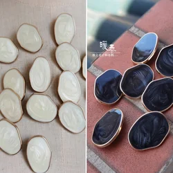 Imitation Jade Gold Edging Buttons High Grade Black White DIY Fashion Decor Coat Clothes Sewing Accessories Designer Material