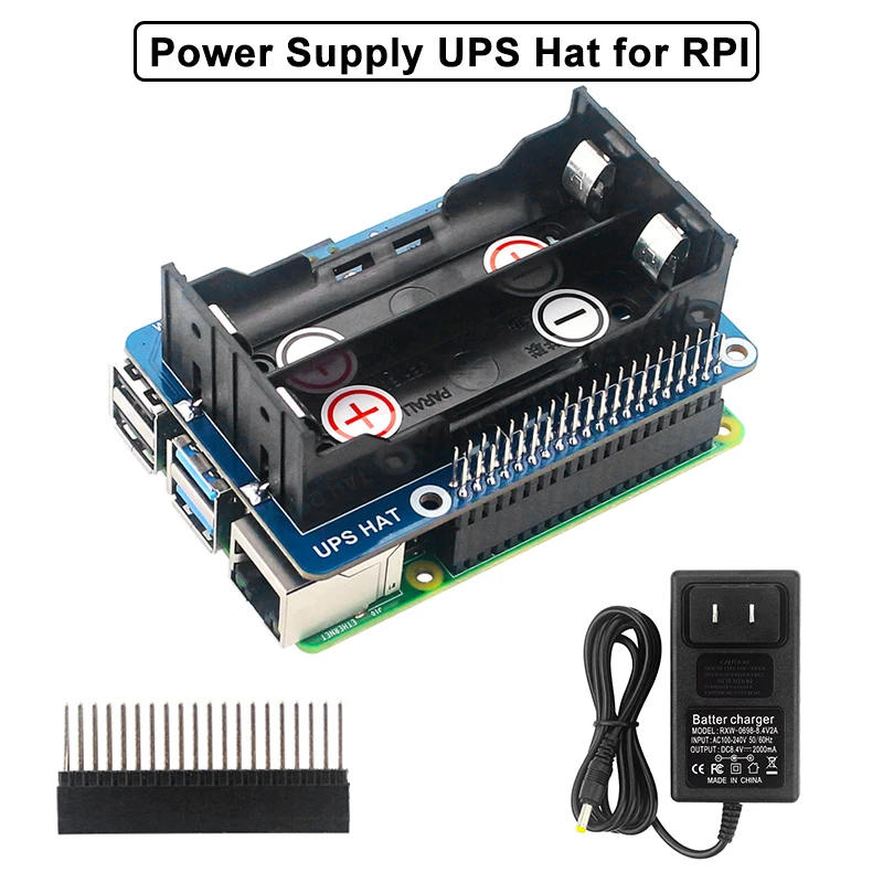 

For Raspberry Pi UPS Power Supply Module GPIO Pin 5V Power Supply Stable Current Output Hat for Raspberry Pi 4B/3B+/3B