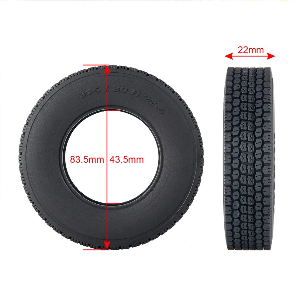 TRINOOD Tamiya Rear Wheel Rim Hub and Rubber Tires Kit for 1/14 Tamiya Tractor Truck Trailer Cargo Truck Car Wheels Parts