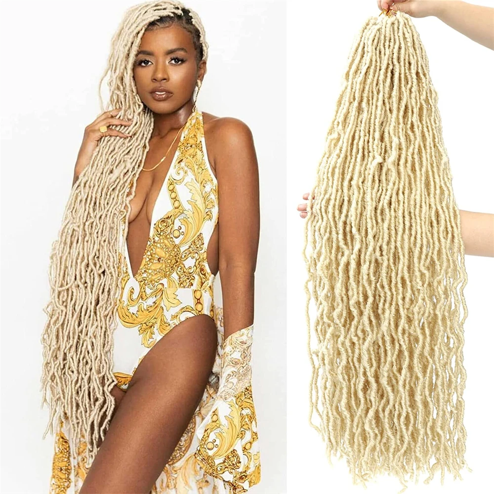 New Fuax Lock Crochet Pre Circulation Natural Goddess Artificial Soft Hook Crochet Synthetic Fiber Long Hair Extension