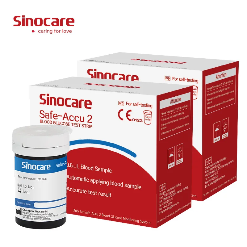 Medical Diabetes Test (50/100) Sinocare Safe-Accu2 Blood Glucose Test Strips for  Diabetics Pregnant Women
