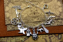 TV series inspired supernatural charm bracelet wing car star hat ghost coat wolf gun cross pendant bracelets