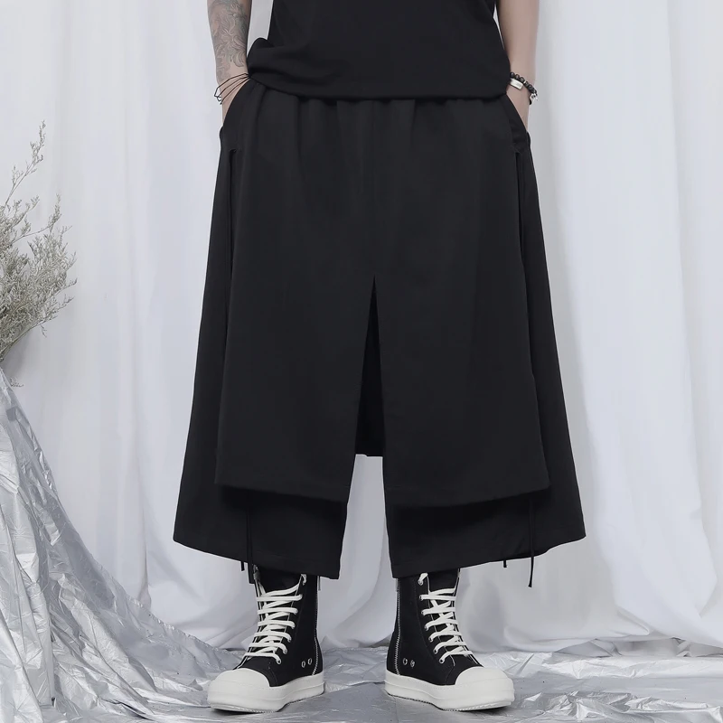 

Men's Loose Straight Pants Fashion Black Simple Large Loose Casual Men's Wide Leg Pants Casual Short Fashion Trend Men