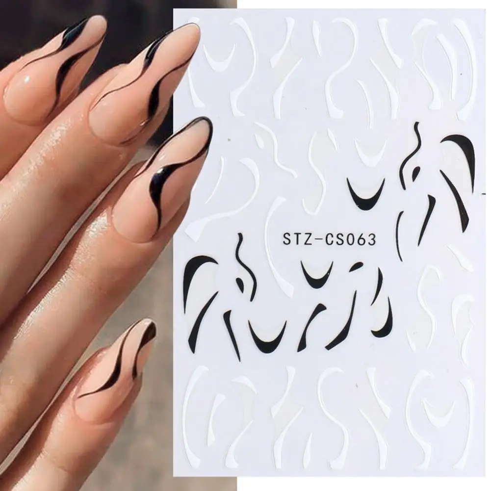 Nail Sticker Franse Stijl Diy Kleurrijke Lijn Decal Poeder 3D Transfer Slider Voor Manicure Nail Accessoires