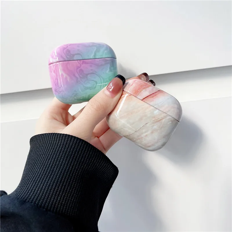 Funda de lujo con patrón de mármol para AirPods 3, cubierta de auriculares con diseño de mármol para PC duro y brillante, accesorios para AirPods 3, 2021