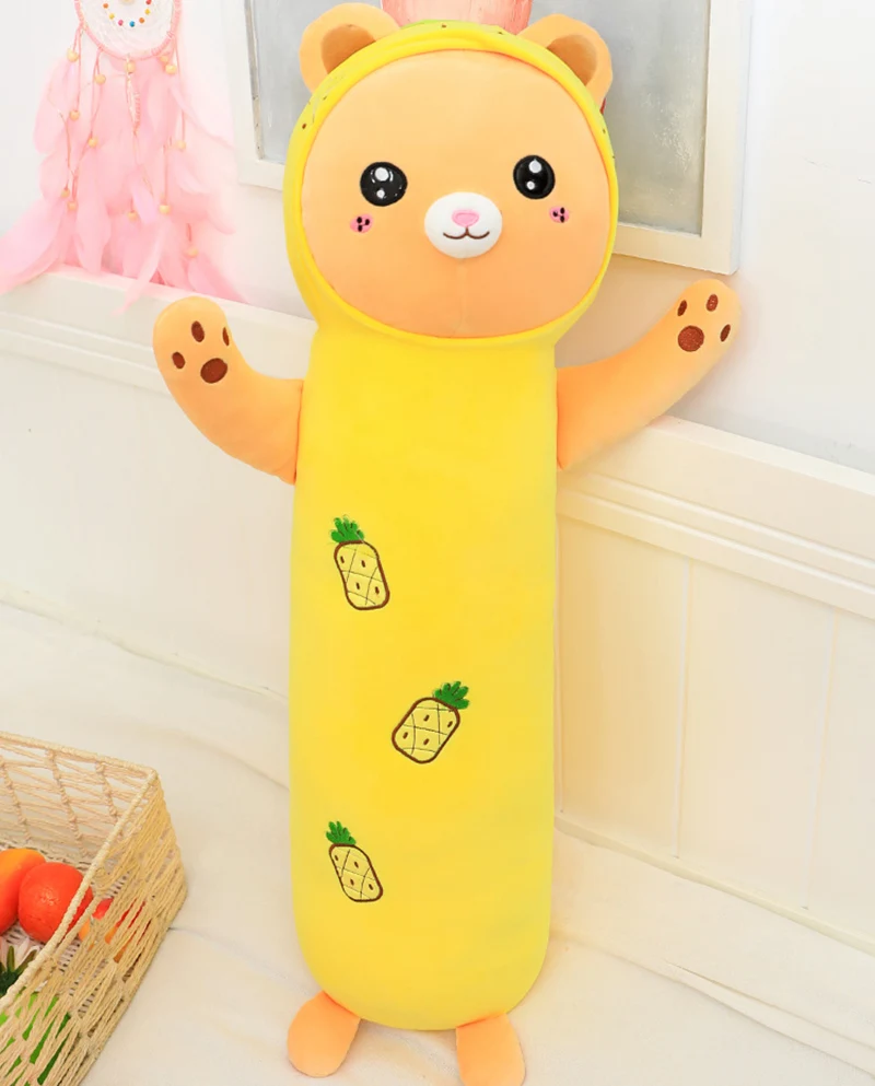 Bonito dos desenhos animados fruta animal abacaxi urso morango corgi cão brinquedos de pelúcia pelúcia macio longo sono travesseiro bonecas crianças presente