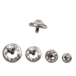 10Pcs/lot Titanium Skin Diver Dermal Anchor Tops clean Cubic Zirconia Surface Piercing DIY Body Piercing Attachments 3/4/5/6mm