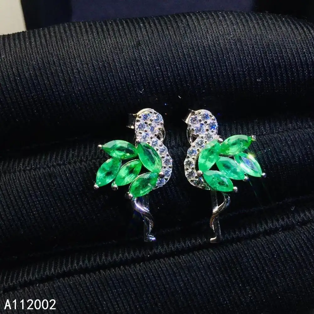 

KJJEAXCMY fine jewelry natural Emerald 925 sterling silver women earrings new Ear Studs support test classic beautiful