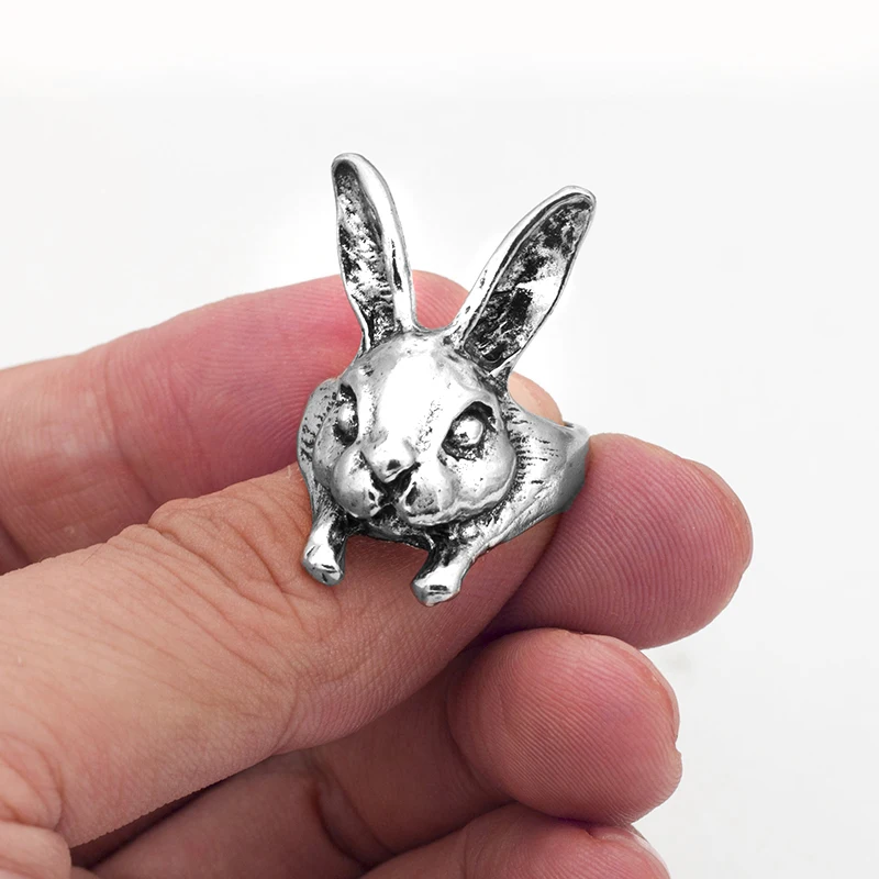 Adjustable Vintage Hippie Chic Handmade Rabbit Bunny Animal Knuckles Rings for Women Girls Charm Gift Fashion Jewelry