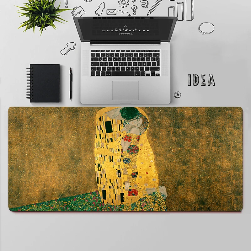 Gaming Mouse Pad Grande Mouse Pad PC Computador Gamer Mouse Pad Teclado Grande Mousepad O Beijo de Gustavo Klimt XXL Mat Mesa Pad Mause