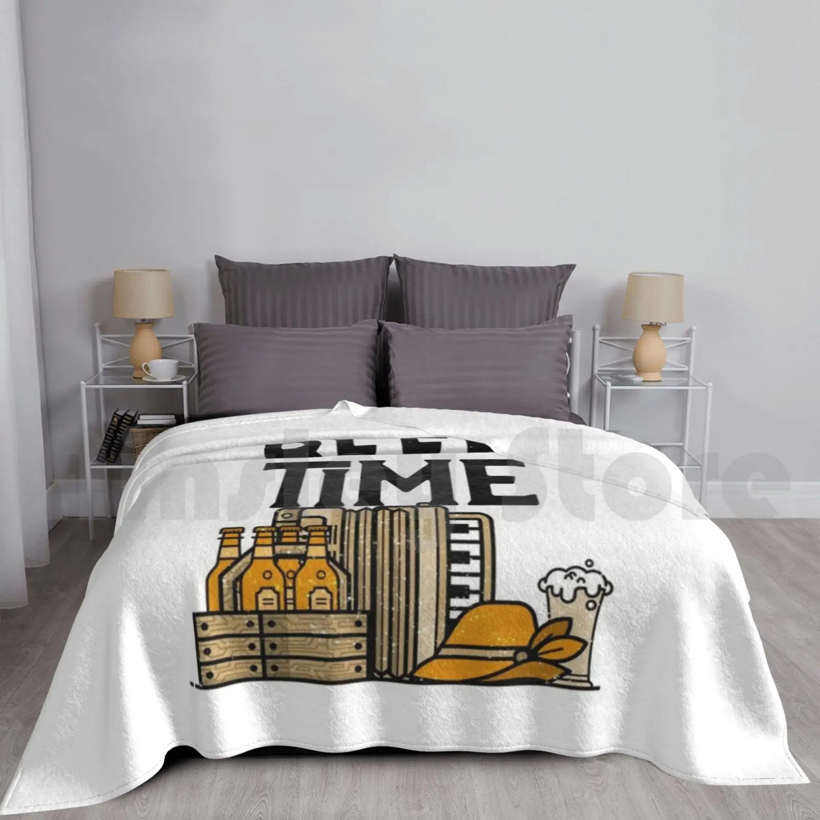 Beer Time Blanket Fashion Custom Beer Drink Booze Drinks Alchool Wine Drunk Party