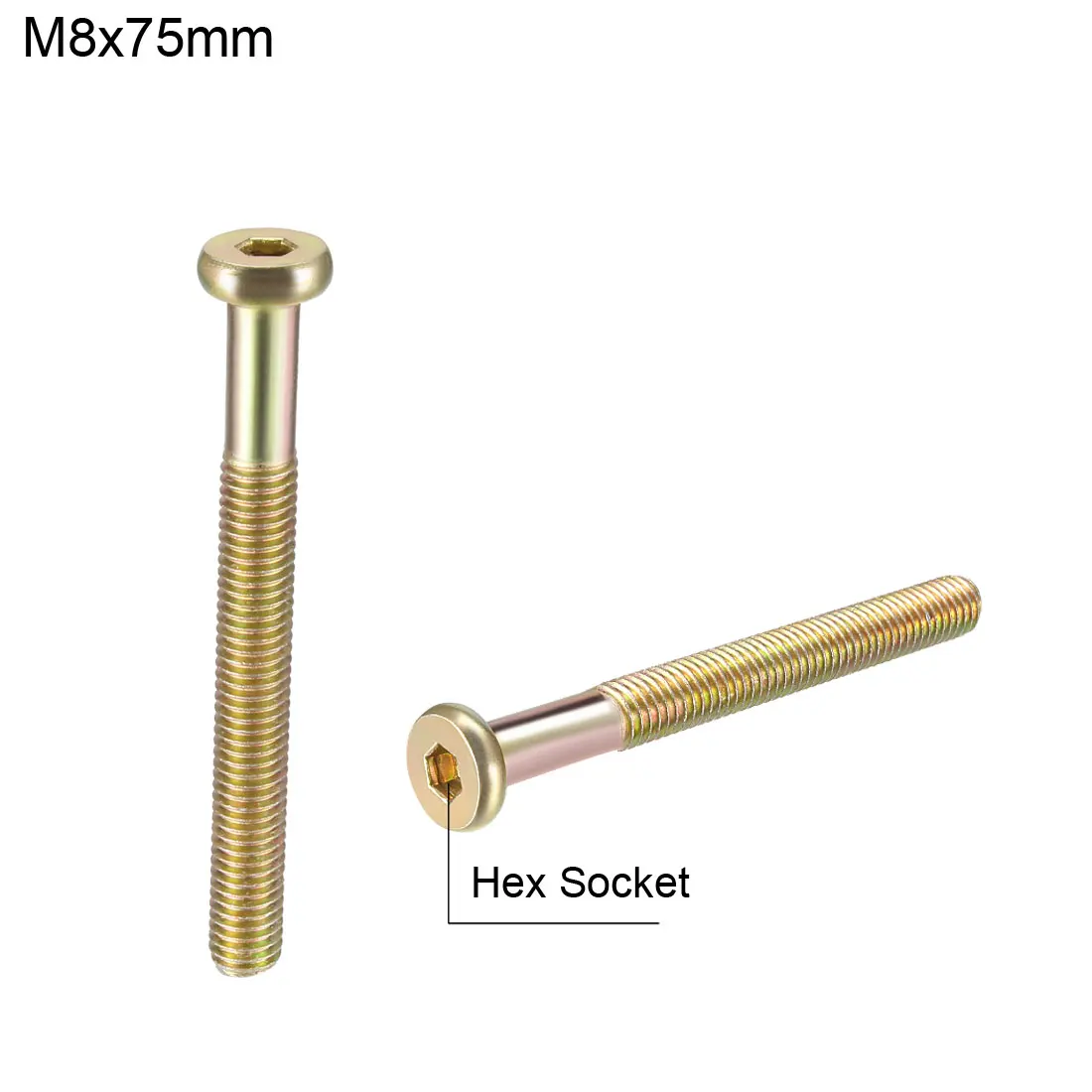 Uxcell 10pcs Furniture Screw M8 Hex Socket Screws 75/80/85/90/100/110/150mm Plated Fasteners Thread Carbon Steel Machine Screws