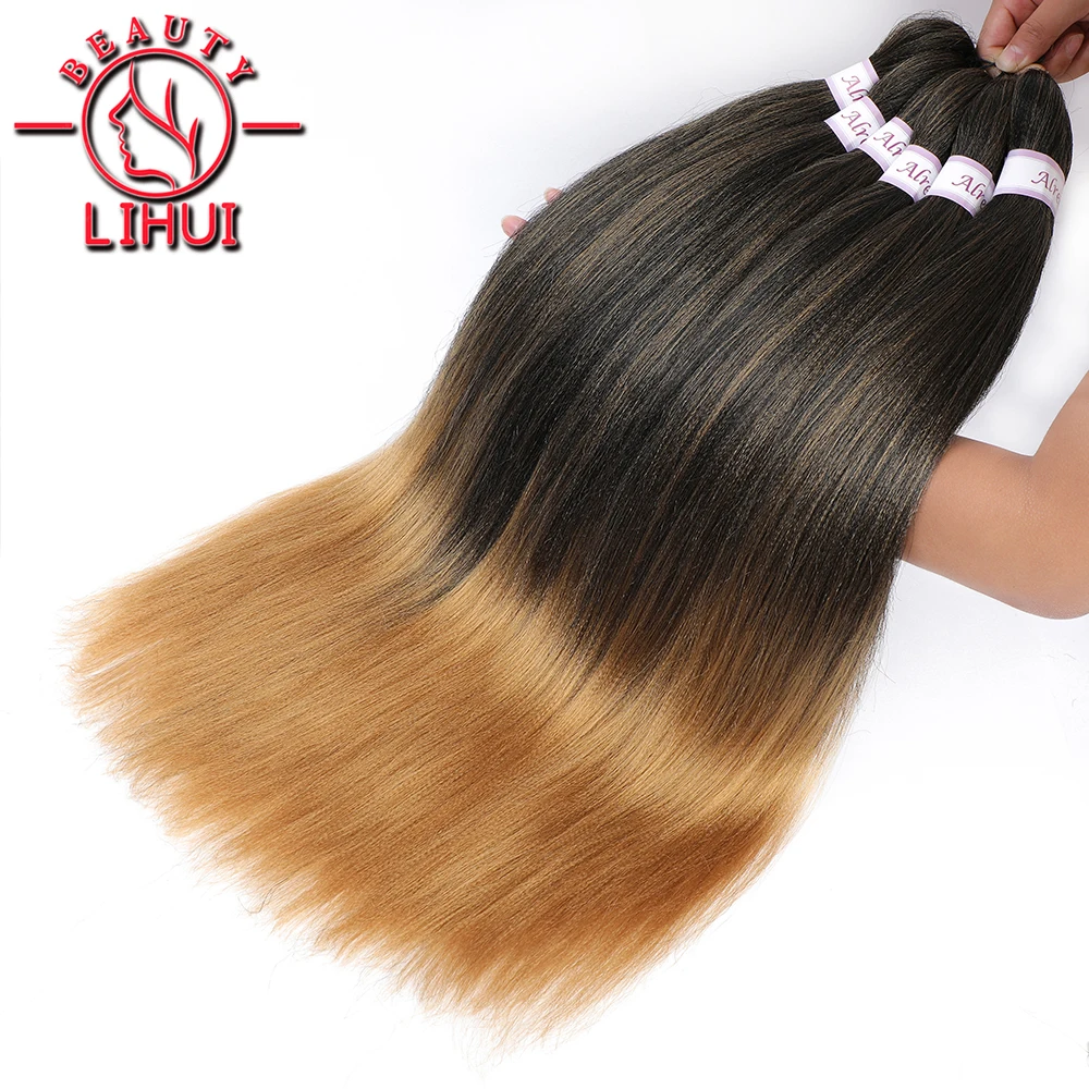 Lihui Mudah Jumbo Kepang Rambut Ekstensi Pra Membentang Rambut Kepang Lembut Yaki Tekstur Afro Rambut Sintetis Set Air Panas